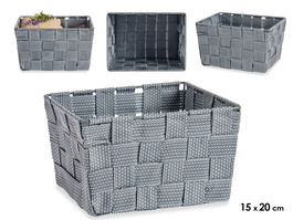 Kipit Cesta de Tela Cónica Rectangular Pequeña Gris 20 cm x 15 cm x 11 cm (Set de 24)
