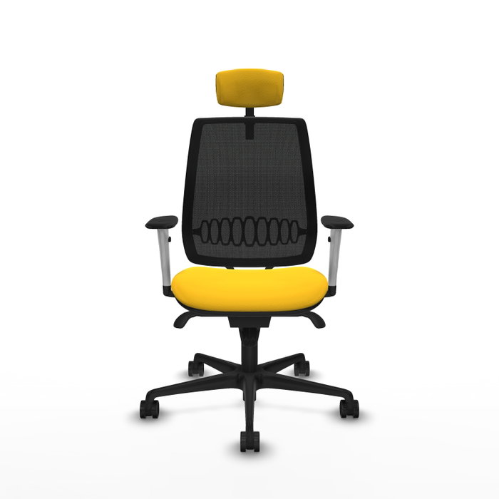 PIQUERAS Y CRESPO Silla Alares Sincro Malla Negra y Asiento Similpiel Amarillo
