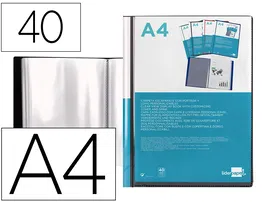Liderpapel Carpeta 37735 Personaliza 40 Fundas Polipropileno DIN A4 Negra Portada y Lomo Personalizable