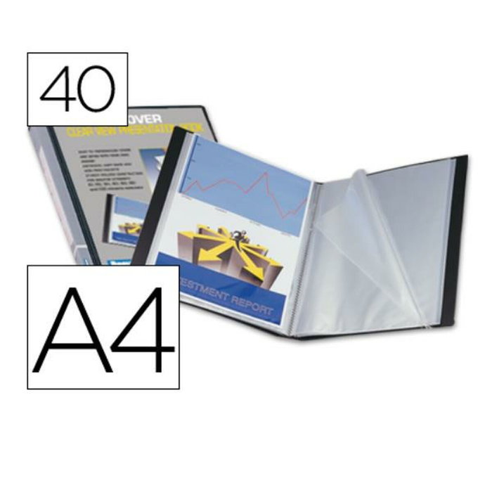 Liderpapel Carpeta con 40 Fundas Canguro Negra DIN A4
