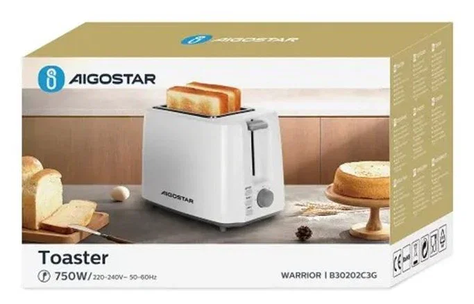 Aigostar Tostador con potencia ajustable 750W Blanco Aigostar Tostador con potencia ajustable 750W Blanco