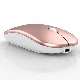 Generico Ratón inalámbrico recargable 2 en 1 Bluetooth + USB 2.4GHz 1600 DPI oro rosa
