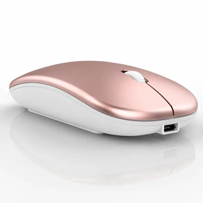 Generico Ratón inalámbrico recargable 2 en 1 Bluetooth + USB 2.4G 1600 DPI Ergonómico Oro Rosa Generico Ratón inalámbrico recargable 2 en 1 Bluetooth + USB 2.4G 1600 DPI Ergonómico Oro Rosa