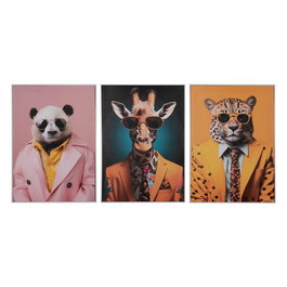 Cuadro Impresión Animales 3/M Decoración 50 X 3 X 70 cm (Set de 3)