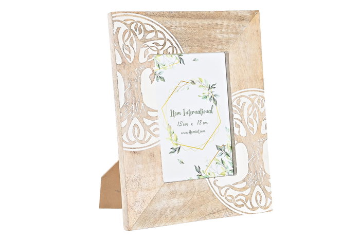 DKD Home Decor Marco de Foto Estilo Indio Hamsa 13x18 cm Marron Blanco con Mango y Cristal DKD Home Decor Marco de Foto Estilo Indio Hamsa 13x18 cm Marron Blanco con Mango y Cristal