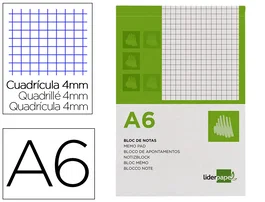 Liderpapel Bloc de Notas A6 Cuadro 4mm 80 Hojas 60g/m² Perforado