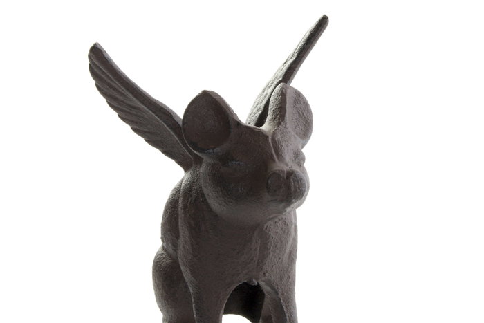 DKD Home Decor Sujetapuertas de Hierro Colado Cerdito Marrón