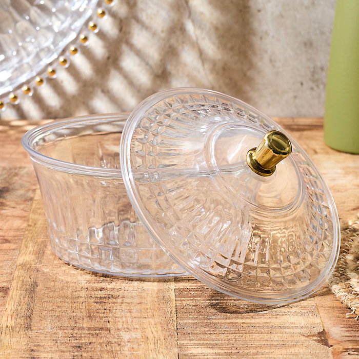 Home Deco Factory Bol con Tapa de Plástico Mirage, Diámetro 15.4 cm