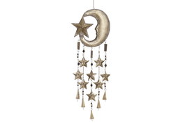 DKD Home Decor Decoración Colgante Mango y Metal Luna Dorado