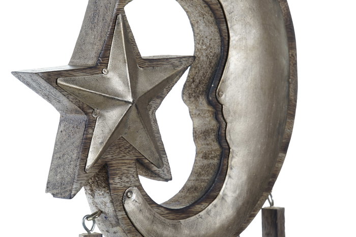 DKD Home Decor Decoración Colgante Mango y Metal Luna Dorado