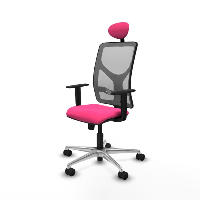 PIQUERAS Y CRESPO Silla de oficina Motilla Rosa y Gris con Mecanismo Sincro