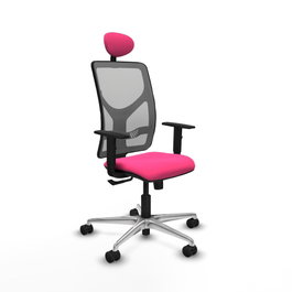 PIQUERAS Y CRESPO Silla de oficina Motilla Rosa y Gris con Mecanismo Sincro
