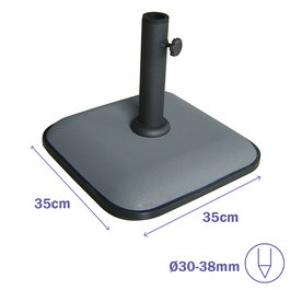 Marbueno Base Sombrilla Cuadrada Cemento 35X35X5,2 cm 11KG Gris Jardin, Piscina y Terraza 10454