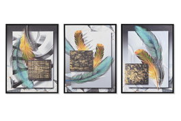 DKD Home Decor Cuadro Lienzo Moderno Surtido de 3 Piezas