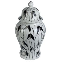 DKD Home Decor Tibor de Porcelana Hojas Blanco 22x22x42 cm