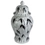 DKD Home Decor Tibor de Porcelana Hojas Blanco 22x22x42 cm