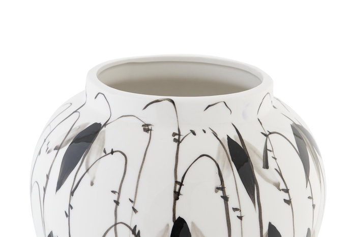 DKD Home Decor Tibor de Porcelana Hojas Blanco 22x22x42 cm DKD Home Decor Tibor de Porcelana Hojas Blanco 22x22x42 cm