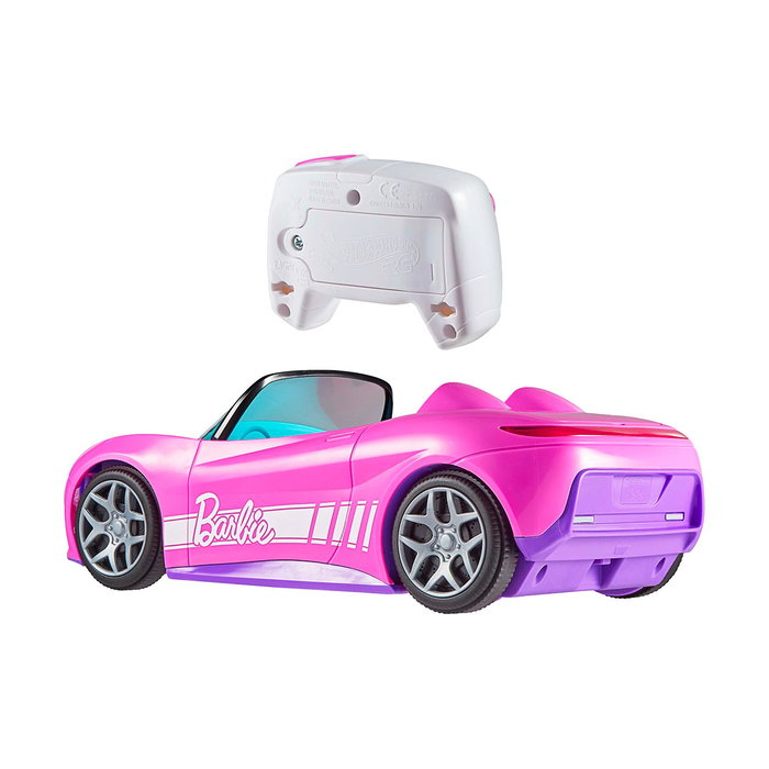 HOT WHEELS BARBIE JBH05 Coche Teledirigido Descapotable Rosa para 2 Muñecas, Juguete R/C, +4 años