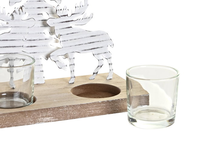 DKD Home Decor Portavelas de Madera y Metal con 2 Vasos, Surtido DKD Home Decor Portavelas de Madera y Metal con 2 Vasos, Surtido
