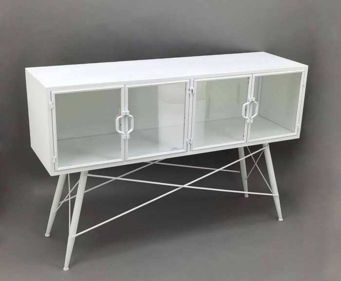 DKD Home Decor Consola Loft Blanco 35 x 80 x 120 cm Metal Cristal Puertas 4 DKD Home Decor Consola Loft Blanco 35 x 80 x 120 cm Metal Cristal Puertas 4