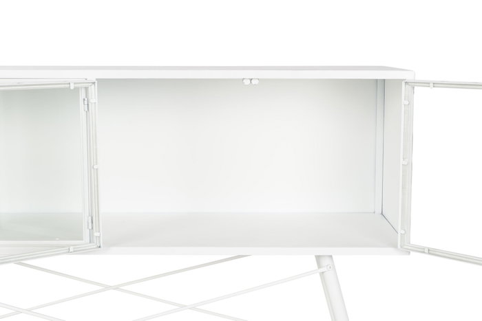DKD Home Decor Consola Loft Blanco 35 x 80 x 120 cm Metal Cristal Puertas 4 DKD Home Decor Consola Loft Blanco 35 x 80 x 120 cm Metal Cristal Puertas 4