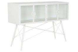 DKD Home Decor Consola Loft Blanco 35 x 80 x 120 cm Metal Cristal Puertas 4