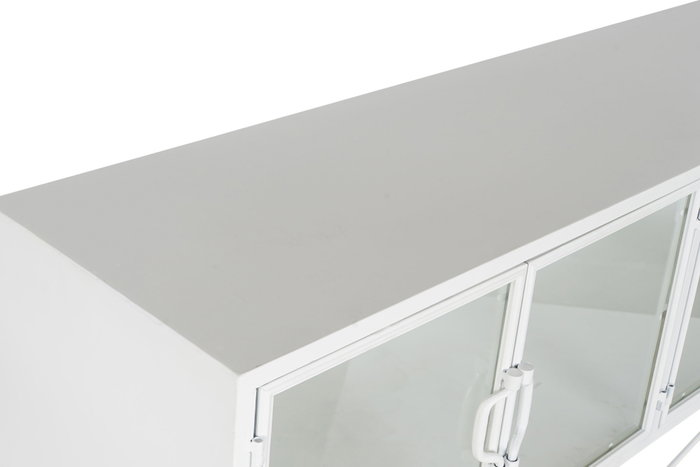 DKD Home Decor Consola Loft Blanco 35 x 80 x 120 cm Metal Cristal Puertas 4 DKD Home Decor Consola Loft Blanco 35 x 80 x 120 cm Metal Cristal Puertas 4