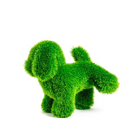 Faura Figura de Césped Artificial Perro Levantando la Patita, Decoración de Jardín Resistente a la Intemperie y UV con Elementos de Fijación, 24 x 35 x 35 cm