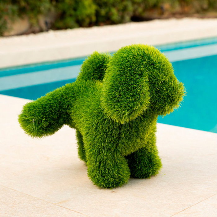 Faura Figura de Césped Artificial Perro Levantando la Patita, Decoración de Jardín Resistente a la Intemperie y UV con Elementos de Fijación, 24 x 35 x 35 cm
