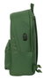 Safta Mochila Doble Portátil 15,6" con USB, Real Madrid Chica Caqui, 31x44x18 cm