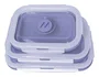 Muitomas Set de 3 Fiambreras Lunchbox Plegables de Silicona Reutilizables con Tapa, Color Violeta