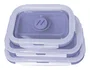 Muitomas Set de 3 Fiambreras Lunchbox Plegables de Silicona Reutilizables con Tapa, Color Violeta