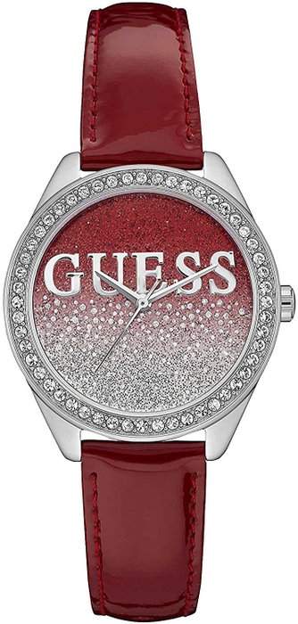 Guess W0823L3 con correa de piel roja y caja plateada Guess W0823L3 con correa de piel roja y caja plateada