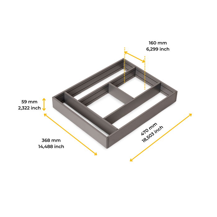Emuca Organizador para cajón Alumount 450x500, Aluminio, Gris antracita