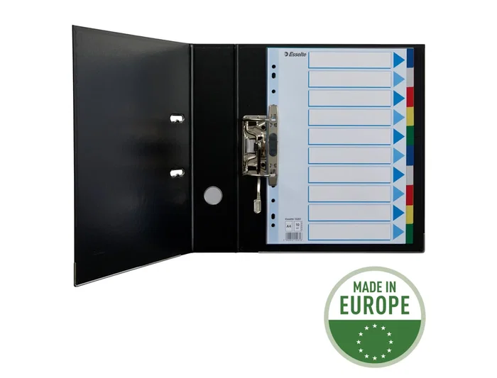 Esselte Separadores DIN A4 Polipropileno 1-10 Multitaladro con Cartulina Índice Color
