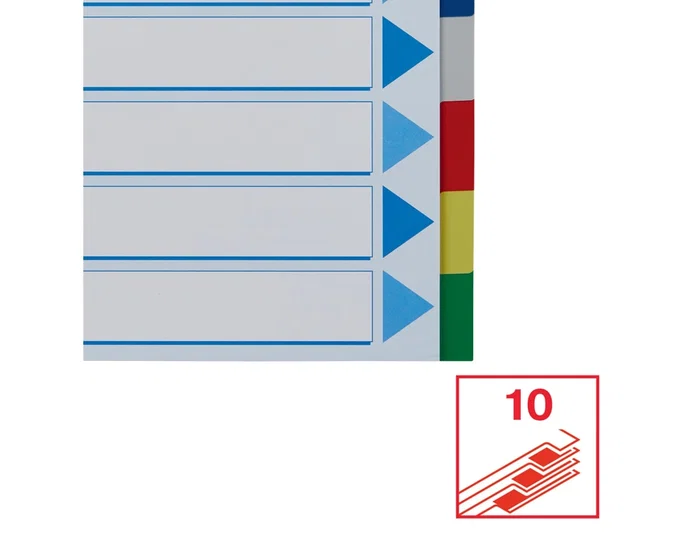 Esselte Separadores DIN A4 Polipropileno 1-10 Multitaladro con Cartulina Índice Color