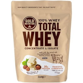 GOLD NUTRITION Total Whey White Chocolate & Avellana, Suplemento Proteico, 260 g