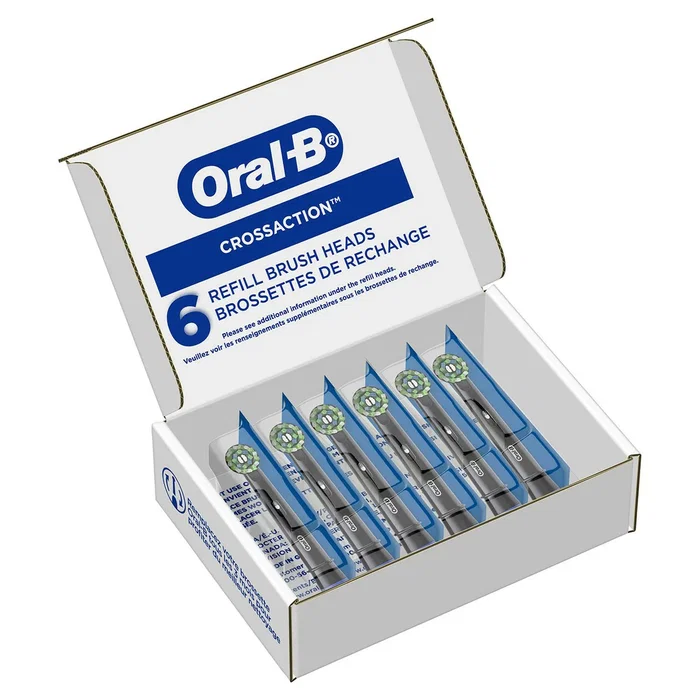 Oral-B Cabezales de Recambio CrossAction, Pack de 6, Negro