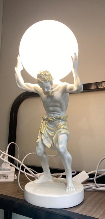 DKD Home Decor Lámpara de Sobremesa Atlas Blanco