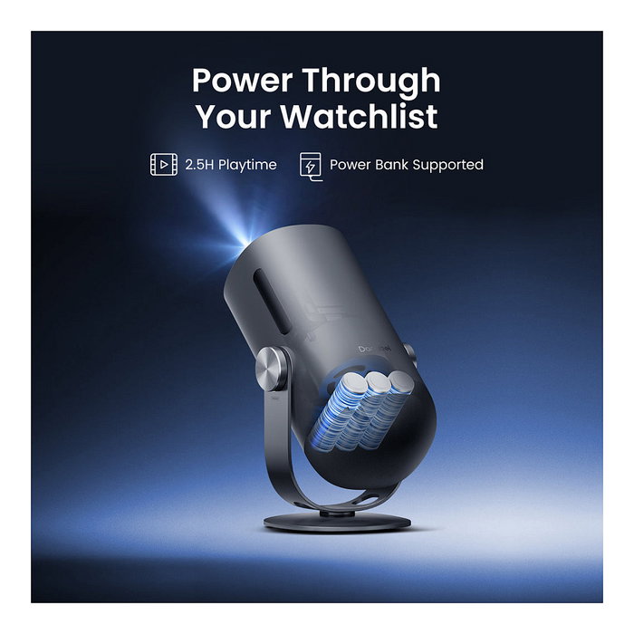 Dangbei Freedo Mini Proyector Portátil 1080p Full HD, 450 Lúmenes ANSI, Proyector Inteligente Android TV con Batería, WiFi, Bluetooth, Zoom, 16GB, Negro