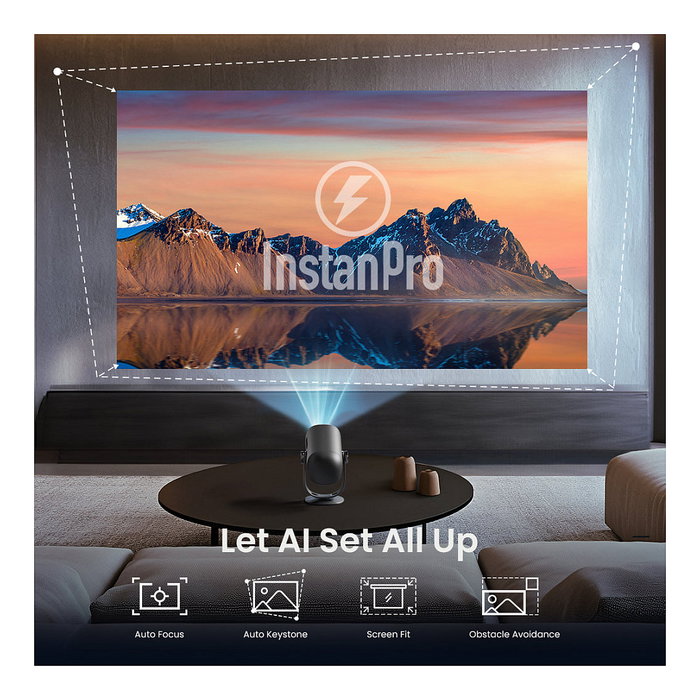 Dangbei Freedo Mini Proyector Portátil 1080p Full HD, 450 Lúmenes ANSI, Proyector Inteligente Android TV con Batería, WiFi, Bluetooth, Zoom, 16GB, Negro