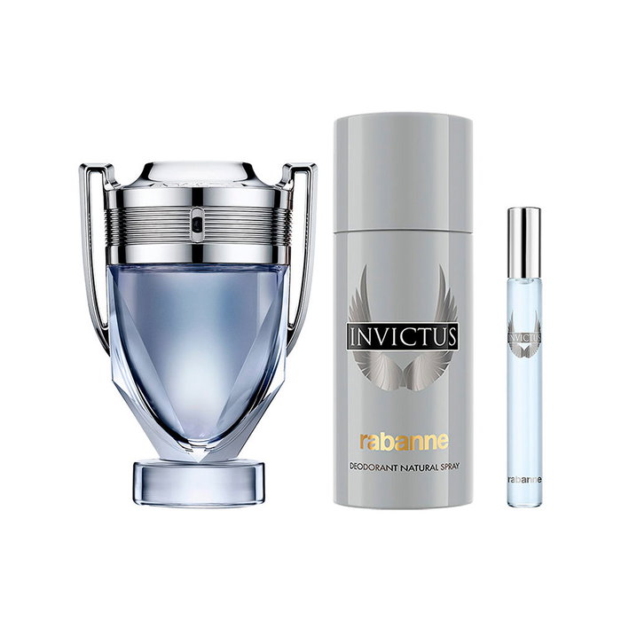 Paco Rabanne Invictus Estuche de 3 piezas con Eau de Toilette de 100 ml, Desodorante de 150 ml y Eau de Toilette de 10 ml