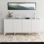 Hanah Home Consola Bohemia 1602 Blanco Tablero Partículas Melamina 18mm Medidas 180x80.8x45cm Estantes Amplio Almacenamiento