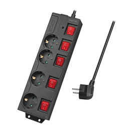 LogiLink LPS251 Regleta de alimentación con 4 tomas de seguridad y cable de 1.5 m