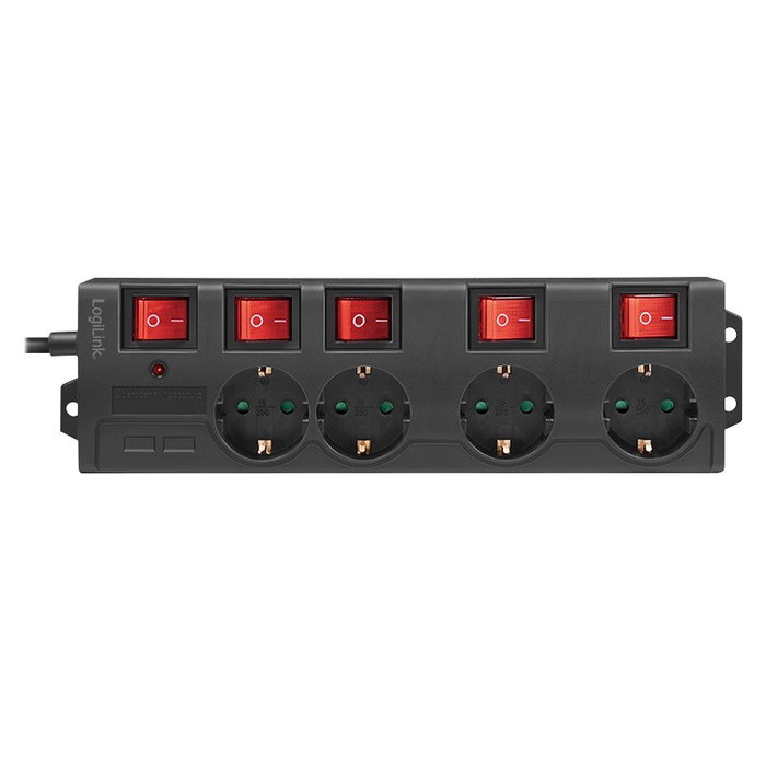 LogiLink LPS251 Regleta de alimentación 4 tomas con interruptores individuales y cable de 1.5 m LogiLink LPS251 Regleta de alimentación 4 tomas con interruptores individuales y cable de 1.5 m