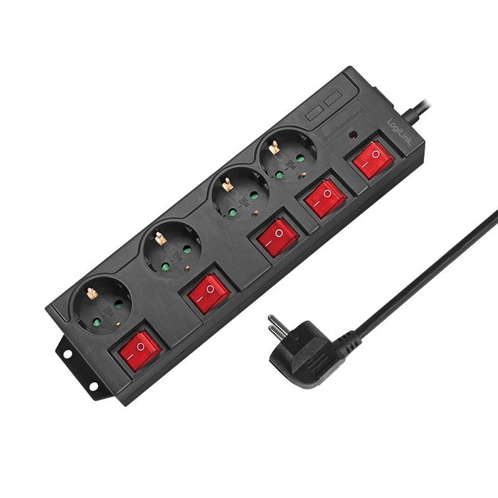 LogiLink LPS251 Regleta de alimentación 4 tomas con interruptores individuales y cable de 1.5 m LogiLink LPS251 Regleta de alimentación 4 tomas con interruptores individuales y cable de 1.5 m
