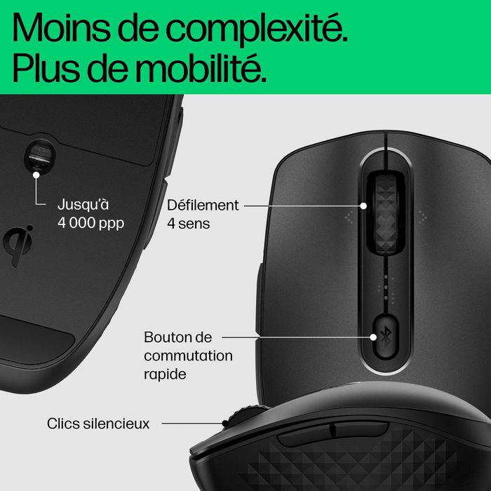 HP 695 Ratón Inalámbrico Recargable Bluetooth Qi Multi-dispositivo 6 Botones Programables