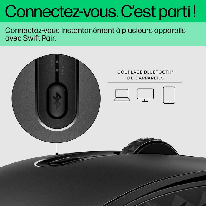 HP 695 Ratón Inalámbrico Recargable Bluetooth Qi Multi-dispositivo 6 Botones Programables