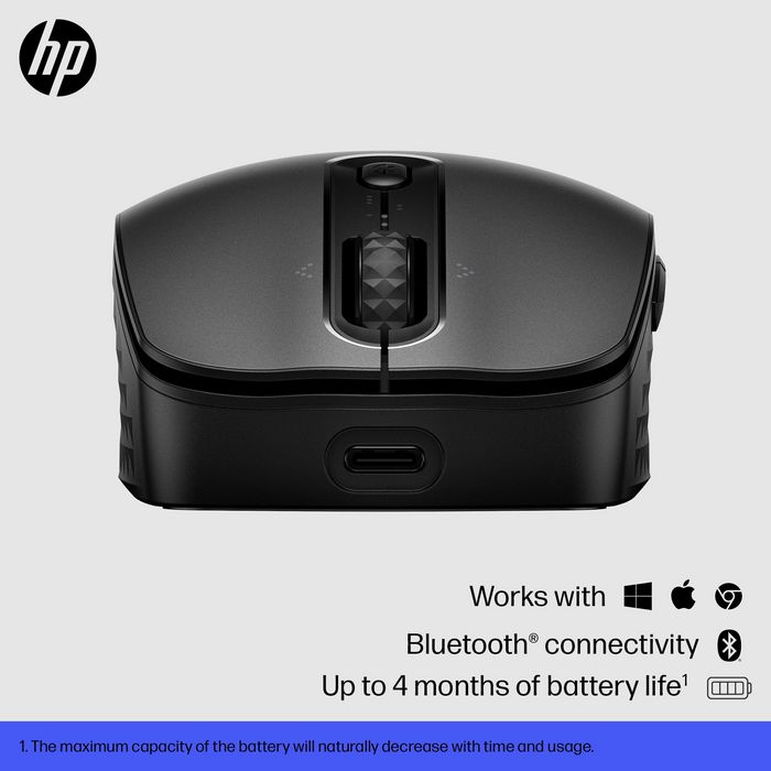 HP 695 Ratón Inalámbrico Recargable Bluetooth Qi Multi-dispositivo 6 Botones Programables