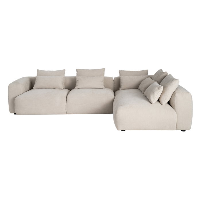 Sofá Chaise Longue Derecha Crema Tejido 307 X 202 X 81 cm